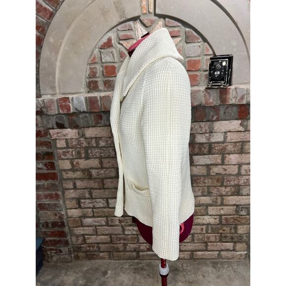 Blazer double breasted waffle knit cream 1950s oversized collar - Picture 6 of 9